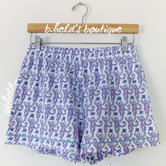 Roller Rabbit Monkey Polo Pajamas in Lavender Monkey Purple Blue Size S New NWT - Picture 10 of 17